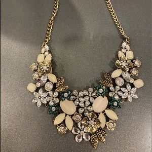 Gold tone multi gem/color statement necklace